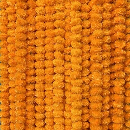 KRATI EXPORTS Künstliche Ringelblumen-Girlande zur Dekoration, 1,5 m Ringelblumenstränge für Diwali-Dekoration, Tag der Toten Dekorationen, Dia de Los Muertos Weihnachtsgirlanden von Krati Exports
