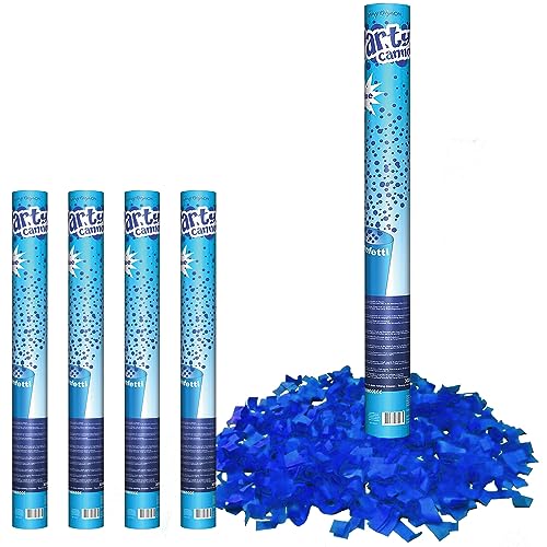 4 Confetti Shooter Konfetti Kanone 60 cm lang Party Popper Geburtstag Hochzeit Deko Party-Deko Party-Zubehör (Blau) von Krause & Sohn