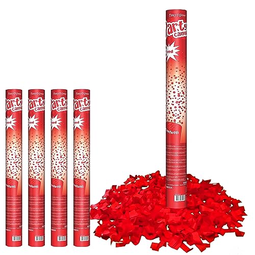 Krause & Sohn 4er-Set Konfetti Kanone 60 cm lang Party Popper Rot Hochzeit Geburtstag Deko von Krause & Sohn