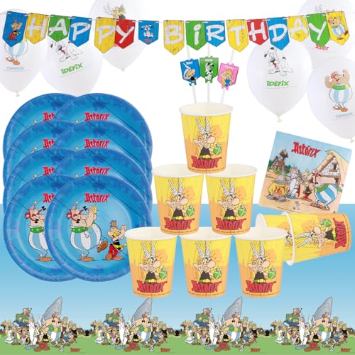 Party-Set Kindergeburtstag Geburtstag Auswahl Mädchen & Jungen Party-Zubehör Geschirr Luftballon (Asterix & Obelix) von Krause & Sohn