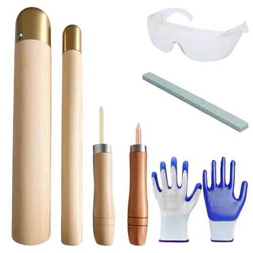 Flint Knapping Kit mit Kupferhammer – Komplettes Obsidian-Bastelwerkzeug-Set für Anfänger, enthält 2 Kupfer-Bopper, 2 Druckflocken, Sicherheitshandschuhe, Schutzbrille und Talkum | Flint Knapping Kit mit Kupferhammer – Komplettes Obsidian-Bastelwerkzeug-Set für Anfänger, enthält 2 Kupfer-Bopper, 2 Druckflocken, Sicherheitshandschuhe, Schutzbrille und Talkum | von Krbnk