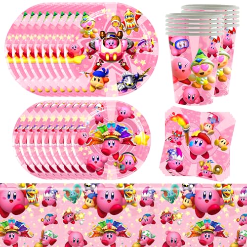 KreEzi Party Supplies Tableware Set, Party Tableware Set, Party Theme Birthday Decorations, Include Party Plates Table Cover Napkins Cups for Kids Birthday für 10 Gäste 51pcs von KreEzi