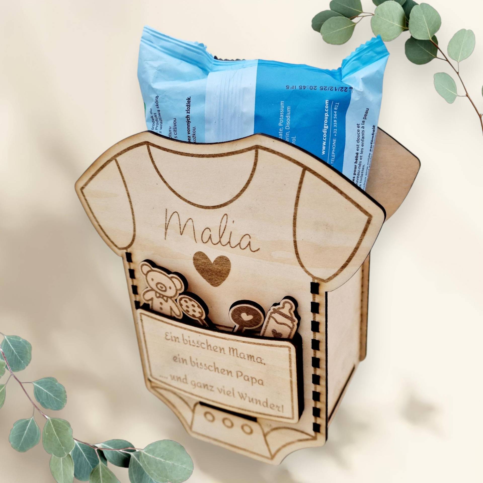 Personalisierter Baby Body-Geschenk Zur Geburt-Baby Geschenkverpackung -Holz Personalisierter Baby Body-Geschenk Zur Geburt-Baby Geschenkverpackung -Holz von KreativCathi