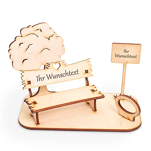 Kreative Feder Geldgeschenk-Bank mit Ihrem Wunschtext | Deko Bank aus Holz für Geldgeschenke | Originelles Geschenk Freunde Familie Rente Hochzeit (Motiv Allgemein) von Kreative Feder