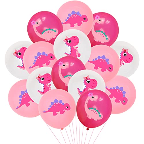 36 STÜCKE Dinosaurier Ballons Set für Mädchen, Dinosaurier Partyzubehör Rosa, Dino Print Latexballons für Geburtstag Baby Shower Dinosaurier Motto Partydekorationen von Kreatwow