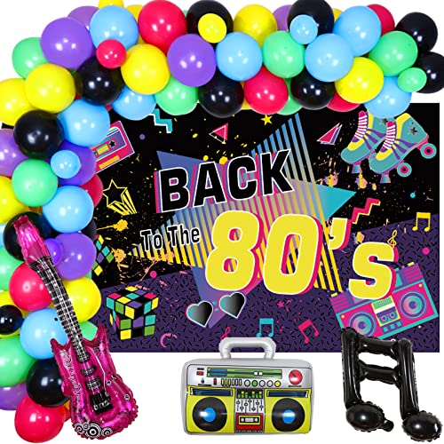 Back to the 80s Party Dekorationen 80er Jahre Mottoparty 80er 90er Party Hintergrund 80er Jahre Ballon Girlande Aufblasbares Radio 80er Jahre Party Dekoration für 80er Jahre Mottoparty Hip Hop Party von Kreatwow