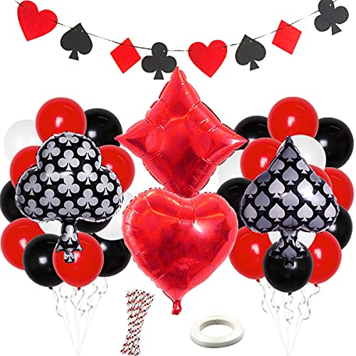 Casino Party Dekorationen Game Night Casino Strohhalme Luftballons Banner für Poker Party Supplies von Kreatwow