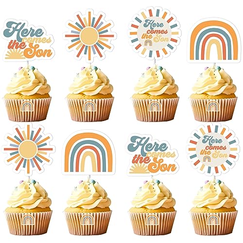 Here Comes the Son Babyparty-Dekorationen, Kuchenaufsatz, 24 Stück, Retro-Sonnenschein-Babyparty-Dekorationen, Kuchenaufsatz, Junge, You Are My Sunshine, Babyparty, Cupcake-Topper Here Comes the Son Babyparty-Dekorationen, Kuchenaufsatz, 24 Stück, Retro-Sonnenschein-Babyparty-Dekorationen, Kuchenaufsatz, Junge, You Are My Sunshine, Babyparty, Cupcake-Topper von Kreatwow