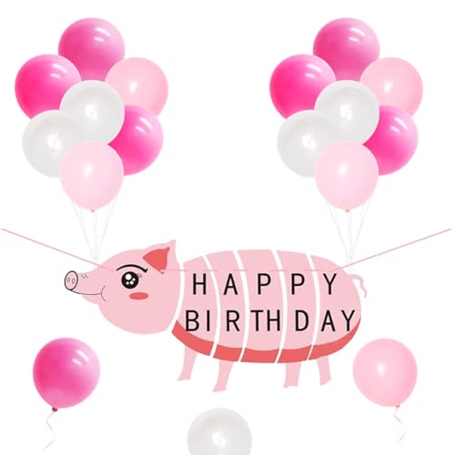 Kreatwow Schwein-Geburtstags-Partydekorationen Liefert Walking Pig Balloons Happy Birthday Banner für Mädchen Geburtstag Baby Shower Kreatwow Schwein-Geburtstags-Partydekorationen Liefert Walking Pig Balloons Happy Birthday Banner für Mädchen Geburtstag Baby Shower von Kreatwow