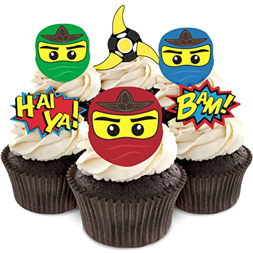 Kreatwow 24 Ninja Warrior Cupcake Toppers für Geburtstagsparty, Ninja Themen Partydekoration liefert von Kreatwow