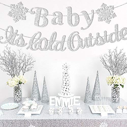 Kreatwow Baby Es ist kalt außerhalb Dekorationen Banner für Jungen Mädchen Geschlecht enthüllen Winter Wonderland Baby Shower Dekorationen Schneeflocke Girlande Glitter Silber Kreatwow Baby Es ist kalt außerhalb Dekorationen Banner für Jungen Mädchen Geschlecht enthüllen Winter Wonderland Baby Shower Dekorationen Schneeflocke Girlande Glitter Silber von Kreatwow