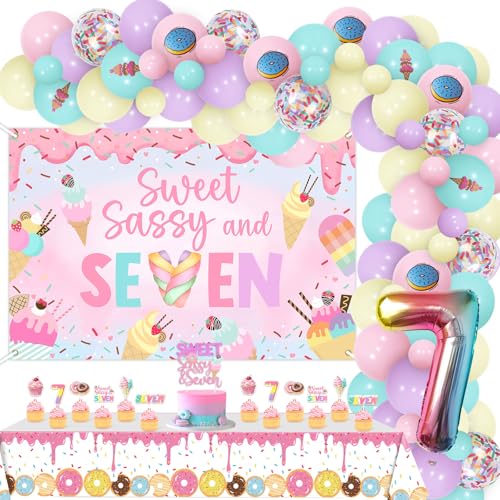 Kreatwow Donut 7th Birthday Party Dekorationen Sweet Sassy And Seven Birthday Backdrop Banner Cake Topper Donut Ice Cream 7th Bday Decoration Donut Dessert Time Balloon Garland Arch with Tablecloth Kreatwow Donut 7th Birthday Party Dekorationen Sweet Sassy And Seven Birthday Backdrop Banner Cake Topper Donut Ice Cream 7th Bday Decoration Donut Dessert Time Balloon Garland Arch with Tablecloth von Kreatwow