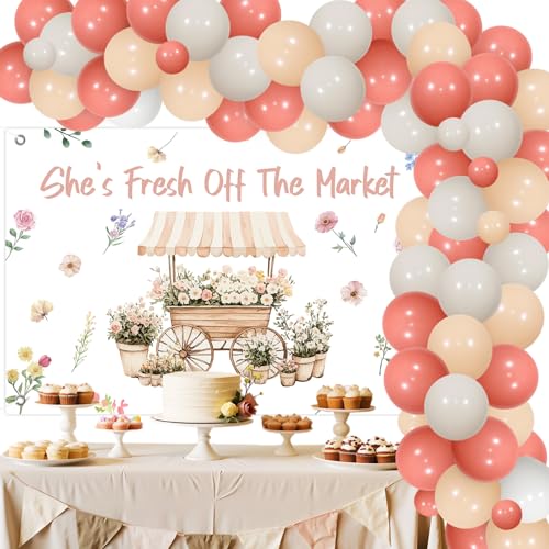 Kreatwow Farmer Market Brautdusche Dekoration She's Fresh Off The Market Hintergrund Banner Wildblume Brautdusche Dekoration Floral Thema lokal angebaute Themenparty Ballongirlande für Kreatwow Farmer Market Brautdusche Dekoration She's Fresh Off The Market Hintergrund Banner Wildblume Brautdusche Dekoration Floral Thema lokal angebaute Themenparty Ballongirlande für von Kreatwow