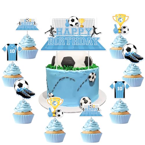 Kreatwow Fußball-Geburtstagsparty-Dekorationen, Blau, 25 Stück, Fußball, Happy Birthday, Kuchen, Cupcake-Topper, Fußball-Party, Kuchendekoration, Fußball, Geburtstag, Fußball, Sport, Partyzubehör für Kreatwow Fußball-Geburtstagsparty-Dekorationen, Blau, 25 Stück, Fußball, Happy Birthday, Kuchen, Cupcake-Topper, Fußball-Party, Kuchendekoration, Fußball, Geburtstag, Fußball, Sport, Partyzubehör für von Kreatwow