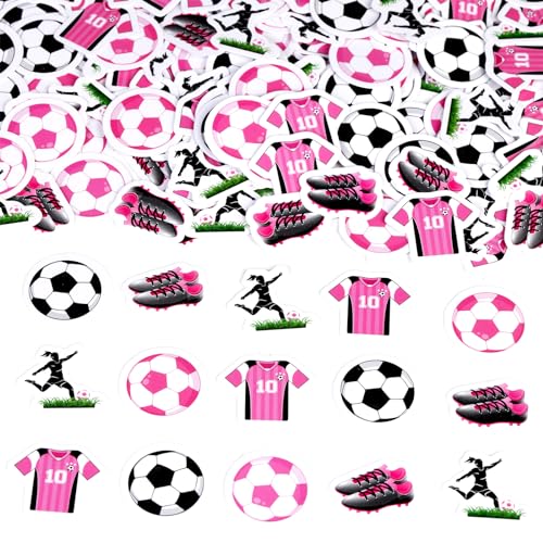 Kreatwow Fußball Party Dekorationen für Mädchen 200pcs Fußball Konfetti Fußball-Thema Geburtstag Party Favors Pink Soccer Party Supplies Fußball Tischstreuung Papier Sport Geburtstag Party von Kreatwow