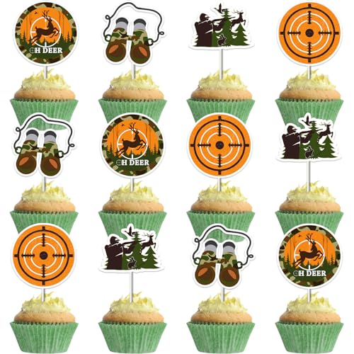 Kreatwow Hunting Camo Cupcake Toppers 24pcs Gone Hunting Cupcake Picks Hunt Theme Birthday Party Decor Hunting Camo Party Dekorationen Oh Deer Hunt Cake Dekorationen für Camo 1st Birthday Baby Shower von Kreatwow