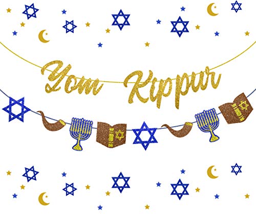 Kreatwow Jom Kippur Banner Jüdische Neujahrsdekoration Rosh Hashanah Partydekor liefert jüdisches Sühnopfer Banner Jüdische Neujahrsgirlande von Kreatwow