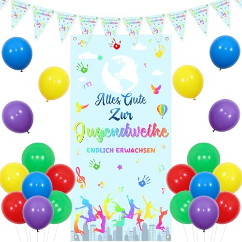 Kreatwow Jugendweihe Deko Alles Gute Zur Jugendweihe Banner Tür Happy Jugendweihe Wimpel Girlande Veranda Banner Endlich Erwachsen Deko Bunte Luftballons für Youth Dedication Junge Mädchen Kreatwow Jugendweihe Deko Alles Gute Zur Jugendweihe Banner Tür Happy Jugendweihe Wimpel Girlande Veranda Banner Endlich Erwachsen Deko Bunte Luftballons für Youth Dedication Junge Mädchen von Kreatwow