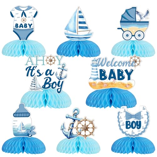 Kreatwow Nautische Baby Shower Party Dekorationen Ahoi, es ist ein Junge Willkommen Baby Wabenaufsätze Aquarell Nautische Baby Shower Tischdekorationen Ozean Geschlecht Reveal Geburtstag Party Kreatwow Nautische Baby Shower Party Dekorationen Ahoi, es ist ein Junge Willkommen Baby Wabenaufsätze Aquarell Nautische Baby Shower Tischdekorationen Ozean Geschlecht Reveal Geburtstag Party von Kreatwow