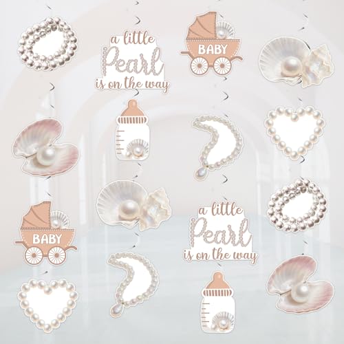 Kreatwow Perlen-Thema, Babyparty-Dekorationen, 24 Stück, für Babypartys, hängende Wirbel, "A Little Pearl Is On The Way", Banner, Perlenmuschel, funkelnde Perlen, Dekoration unter dem Meer Kreatwow Perlen-Thema, Babyparty-Dekorationen, 24 Stück, für Babypartys, hängende Wirbel, "A Little Pearl Is On The Way", Banner, Perlenmuschel, funkelnde Perlen, Dekoration unter dem Meer von Kreatwow
