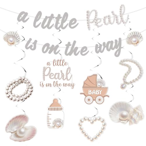 Kreatwow Perlen-Thema Babyparty-Dekorationen A Little Pearl Is On The Way Banner Perlenmuschel Hängende Wirbel Funkelnde Perlen Dekor Unter dem Meer Babyparty Meerjungfrau Ozean Party Dekor für Kreatwow Perlen-Thema Babyparty-Dekorationen A Little Pearl Is On The Way Banner Perlenmuschel Hängende Wirbel Funkelnde Perlen Dekor Unter dem Meer Babyparty Meerjungfrau Ozean Party Dekor für von Kreatwow