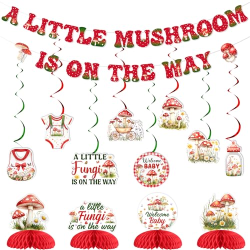 Kreatwow Pilz Babyparty Party Dekorationen A Little Mushroom Is On The Way Banner Pilze Babyparty Mittelstück Hängende Wirbel Fee Pilze Party Wald Thema Dekor für Schwangerschaft Kreatwow Pilz Babyparty Party Dekorationen A Little Mushroom Is On The Way Banner Pilze Babyparty Mittelstück Hängende Wirbel Fee Pilze Party Wald Thema Dekor für Schwangerschaft von Kreatwow