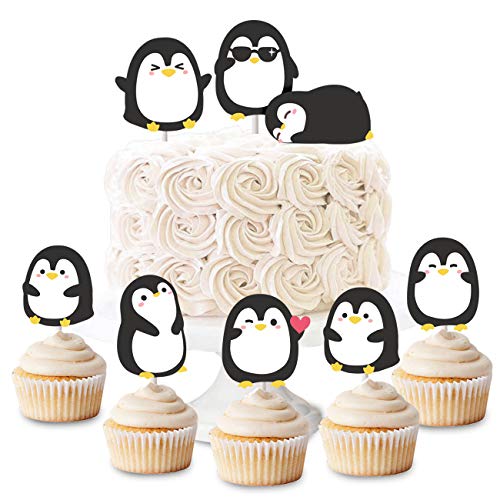 Kreatwow Pinguin Cupcake Toppers Picks für Jungen Mädchen Geburtstagsparty Baby Shower Supplies 24 Pack von Kreatwow