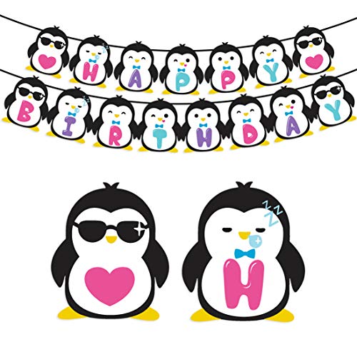 Kreatwow Pinguin-Geburtstags-Party-Versorgungsmaterialien - Pinguin-Alles Gute zum Geburtstagfahne für Partydekorationen von Kreatwow