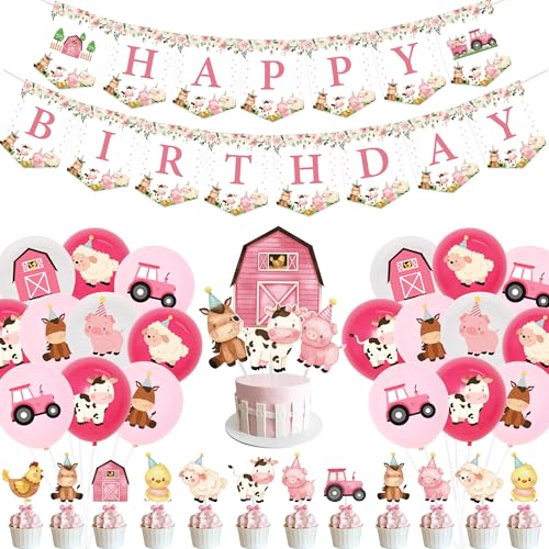 Kreatwow Rosa Bauernhoftiere Geburtstagsdekoration Mädchen Bauernhaus Scheunenhof Thema Kuh Schwein Esel Bedruckter Latexballon Entenfolie Gehender Ballon Banner Kuchen Topper Blumen Bauernhof Party Kreatwow Rosa Bauernhoftiere Geburtstagsdekoration Mädchen Bauernhaus Scheunenhof Thema Kuh Schwein Esel Bedruckter Latexballon Entenfolie Gehender Ballon Banner Kuchen Topper Blumen Bauernhof Party von Kreatwow