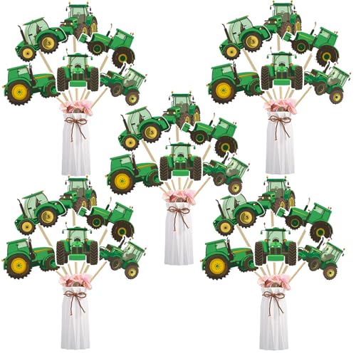 Kreatwow Traktor Party Dekoration Grün 24Pcs Traktor Tafelaufsatz Stick Traktor Geburtstag Dekoration Traktor Tischdekoration Bauernhof Traktor Geburtstag Party Deko für Baby Dusche Geburtstag von Kreatwow