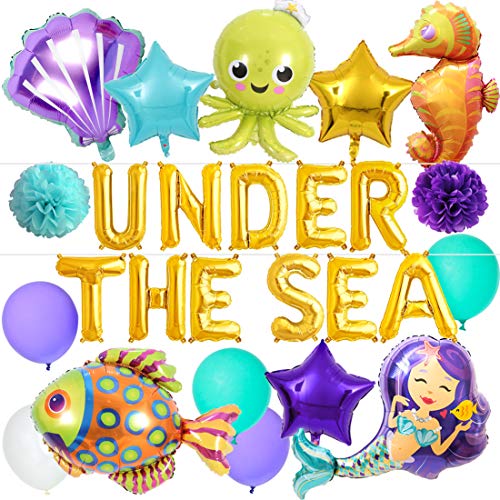 Kreatwow Unter dem Meer Luftballons Partydekorationen Unter dem Meer Tierballons Meerjungfrau Ballons für Meerjungfrau Party Dekorationen Geburtstag Babyparty von Kreatwow