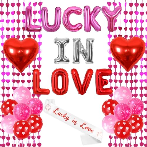 Kreatwow Vegas Bachelorette Party Dekorationen Lucky In Love Ballon Banner Las Vegas Bachelorette Lucky In Love Braut Schärpe Casino Thema Gambling Poker Nacht Party Folienfransenballons für Hochzeit Kreatwow Vegas Bachelorette Party Dekorationen Lucky In Love Ballon Banner Las Vegas Bachelorette Lucky In Love Braut Schärpe Casino Thema Gambling Poker Nacht Party Folienfransenballons für Hochzeit von Kreatwow