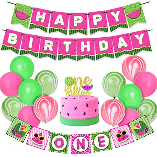 Kreatwow Wassermelone 1. Geburtstag Dekorationen für Gold Glitzer One in a Melon Cake Topper Wassermelone Happy Birthday Banner Kreatwow Wassermelone 1. Geburtstag Dekorationen für Gold Glitzer One in a Melon Cake Topper Wassermelone Happy Birthday Banner von Kreatwow