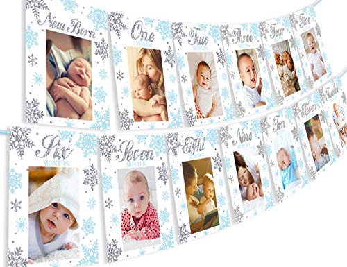 Kreatwow Winter Onederland Schneeflocke Foto Banner - Meilenstein, monatliche Neugeborenen bis 12 Monate Banner Clips für Winter unter dem Motto 1. Geburtstagsfeier Dekorationen Kreatwow Winter Onederland Schneeflocke Foto Banner - Meilenstein, monatliche Neugeborenen bis 12 Monate Banner Clips für Winter unter dem Motto 1. Geburtstagsfeier Dekorationen von Kreatwow