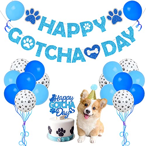 Pet Adoption Party Dekorationen Blau, Happy Gotcha Day Geburtstagsparty Dekorationen Banner und Kuchen Topper, Geburtstagshut und Hund Thema Ballon Girlande Bogen Kit für Welpen Hund Partybedarf Pet Adoption Party Dekorationen Blau, Happy Gotcha Day Geburtstagsparty Dekorationen Banner und Kuchen Topper, Geburtstagshut und Hund Thema Ballon Girlande Bogen Kit für Welpen Hund Partybedarf von Kreatwow