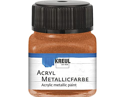 KREUL 77280 - Acryl Metallicfarbe, 20 ml Glas in kupfer, glamouröse Acrylfarbe mit Metalliceffekt auf Wasserbasis, cremig deckend, schnelltrocknend und wasserfest von Kreul