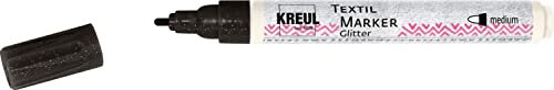 KREUL 92668 - Textil Marker Glitter medium Schwarz, halbdeckender Stoffmalstift mit Glitzereffekt, Strichstärke circa 2 bis 4 mm, für helle und dunkle Stoffe, waschecht nach Fixierung KREUL 92668 - Textil Marker Glitter medium Schwarz, halbdeckender Stoffmalstift mit Glitzereffekt, Strichstärke circa 2 bis 4 mm, für helle und dunkle Stoffe, waschecht nach Fixierung von Kreul