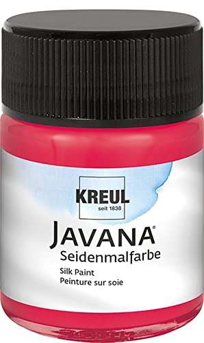KREUL 8194 - Javana Seidenmalfarbe im 50 ml Glas, cherry, hochpigmentierte und brillante Farbe auf Wasserbasis, mit fließend flüssigem Charakter, dringt tief in die Fasern ein von Kreul