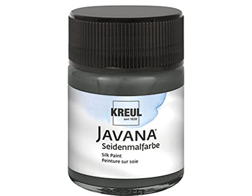 KREUL 8108 - Javana Seidenmalfarbe im 50 ml Glas, schwarz, hochpigmentierte und brillante Farbe auf Wasserbasis, mit fließend flüssigem Charakter, dringt tief in die Fasern ein von Kreul