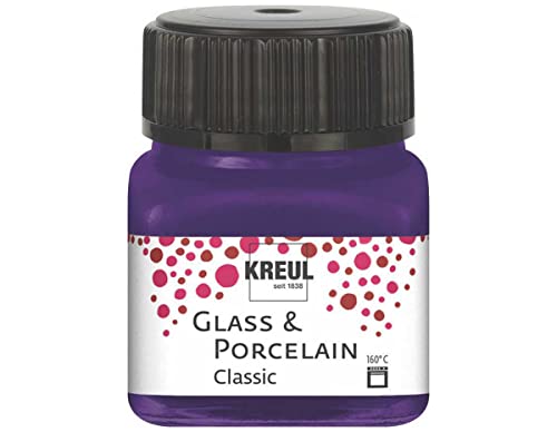 KREUL 16212 - Glass & Porcelain Classic violett, im 20 ml Glas, brillante Glas- und Porzellanmalfarbe auf Wasserbasis, schnelltrocknend, deckend von Kreul