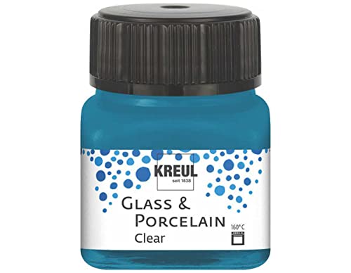 KREUL 16215 - Glass & Porcelain Clear cyanblau, im 20 ml Glas, transparente Glas- und Porzellanmalfarbe auf Wasserbasis, schnelltrocknend, glasklar KREUL 16215 - Glass & Porcelain Clear cyanblau, im 20 ml Glas, transparente Glas- und Porzellanmalfarbe auf Wasserbasis, schnelltrocknend, glasklar von Kreul