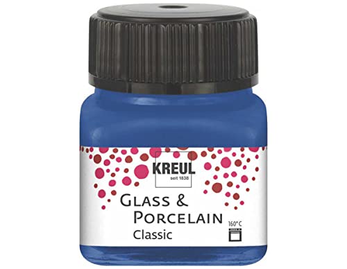 KREUL 16218 - Glass & Porcelain Classic kobaltblau, im 20 ml Glas, brillante Glas- und Porzellanmalfarbe auf Wasserbasis, schnelltrocknend, deckend von Kreul