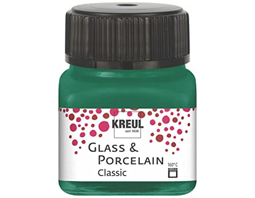 KREUL 16225 - Glass & Porcelain Classic dunkelgrün, im 20 ml Glas, brillante Glas- und Porzellanmalfarbe auf Wasserbasis, schnelltrocknend, deckend KREUL 16225 - Glass & Porcelain Classic dunkelgrün, im 20 ml Glas, brillante Glas- und Porzellanmalfarbe auf Wasserbasis, schnelltrocknend, deckend von Kreul