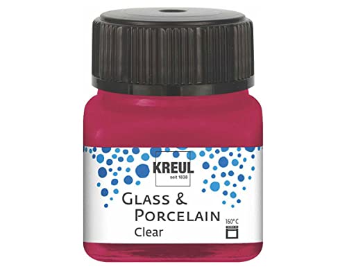 KREUL 16293 - Glass & Porcelain Clear weinrot, im 20 ml Glas, transparente Glas- und Porzellanmalfarbe auf Wasserbasis, schnelltrocknend, glasklar KREUL 16293 - Glass & Porcelain Clear weinrot, im 20 ml Glas, transparente Glas- und Porzellanmalfarbe auf Wasserbasis, schnelltrocknend, glasklar von Kreul