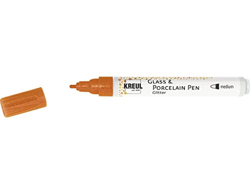 KREUL 16502 - Glass & Porcelain Pen Glitter orange, Strichstärke ca. 1 - 3 mm, halbtransparente Farbe auf Wasserbasis mit Glitzereffekt, für Glas, glasierte Keramik, Metall und Porzellan KREUL 16502 - Glass & Porcelain Pen Glitter orange, Strichstärke ca. 1 - 3 mm, halbtransparente Farbe auf Wasserbasis mit Glitzereffekt, für Glas, glasierte Keramik, Metall und Porzellan von Kreul