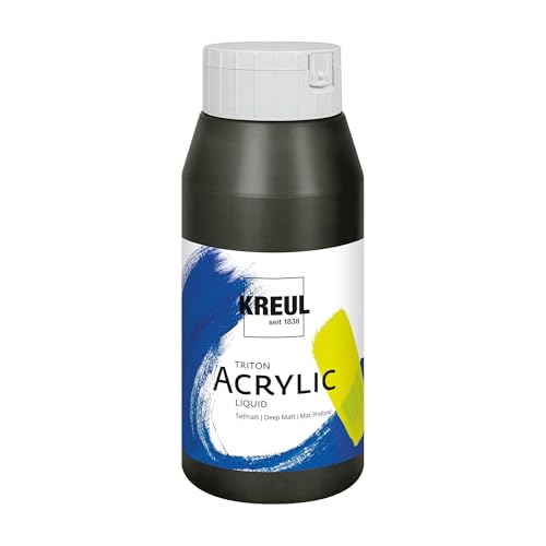 KREUL 17009 - Solo Goya Triton Acrylfarbe schwarz, 750 ml Flasche, schnell und matt trocknend, Farbe auf Wasserbasis, in Studioqualität, vielseitig einsetzbar, gut deckend und ergiebig von Kreul