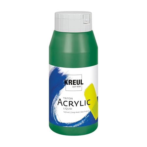 KREUL 17014 - Solo Goya Triton Acrylfarbe laubgrün, 750 ml Flasche, schnell und matt trocknend, Farbe auf Wasserbasis, in Studioqualität, vielseitig einsetzbar, gut deckend und ergiebig von Kreul