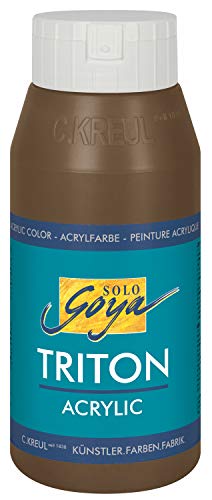 KREUL 17016 - Solo Goya Triton Acrylfarbe havannabraun, 750 ml Flasche, schnell und matt trocknend, Farbe auf Wasserbasis, in Studioqualität, vielseitig einsetzbar, gut deckend und ergiebig von Kreul