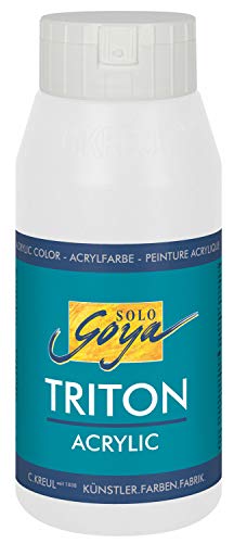 KREUL 17017 - Solo Goya Triton Acrylfarbe weiß, 750 ml Flasche, schnell und matt trocknend, Farbe auf Wasserbasis, in Studioqualität, vielseitig einsetzbar, gut deckend und ergiebig von Kreul