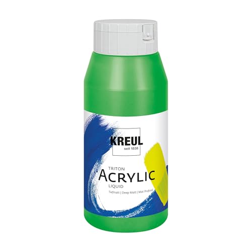 KREUL 17022 - Solo Goya Triton Acrylfarbe gelbgrün, 750 ml Flasche, schnell und matt trocknend, Farbe auf Wasserbasis, in Studioqualität, vielseitig einsetzbar, gut deckend und ergiebig von Kreul